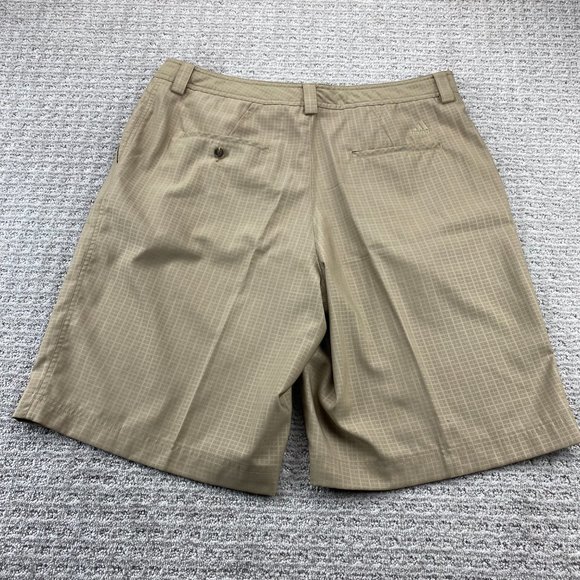 Adidas CLIMALITE Shorts Men 38 Brown Checkered Chino Short Pants Polyester Sport - Picture 2 of 15